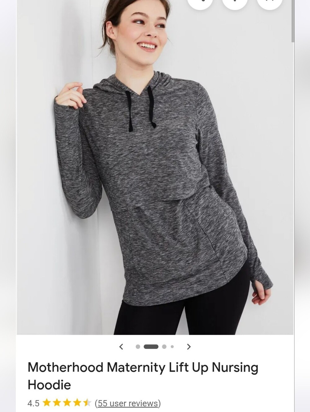 Motherhood Maternity Charcoal Nursing Hoodie - Lift Up Nursing Access